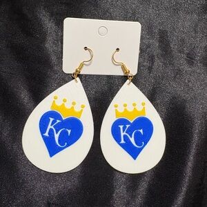 Blue and Gold Heart Crown Earrings